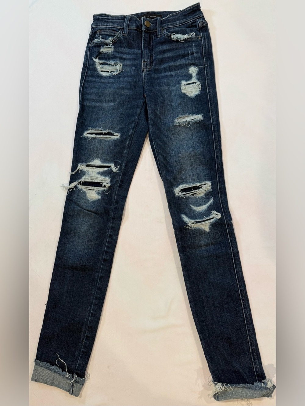 Flying Monkey Distressed Skinny Jeans - Dark Wash - Woman’s Size 24